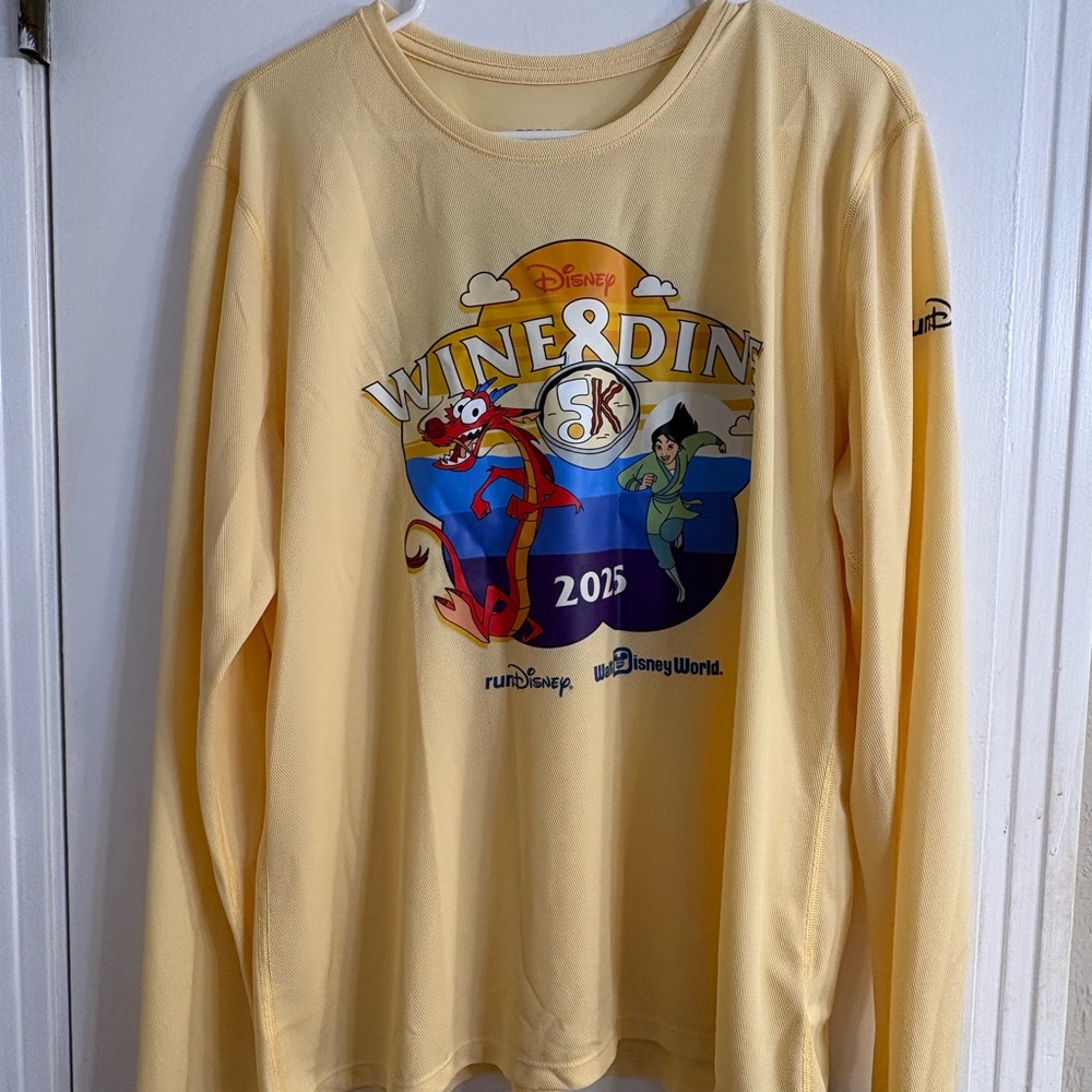 Disney Wine & Dine Mulan 5K 2025 Yellow Long Sleeve Tee